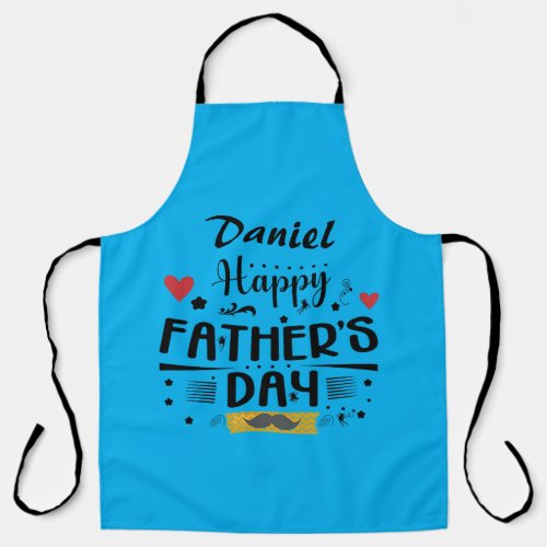 Happy Fathers Day Leaping Frogs Hearts Moustache  Apron