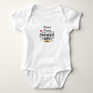 Happy Father's Day Leaping Frogs Hearts Moustache  Baby Bodysuit