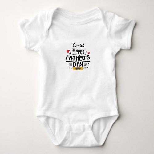 Happy Fathers Day Leaping Frogs Hearts Moustache  Baby Bodysuit