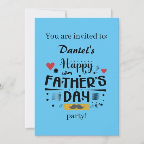 Happy Fathers Day Leaping Frogs Hearts Moustache  Invitation