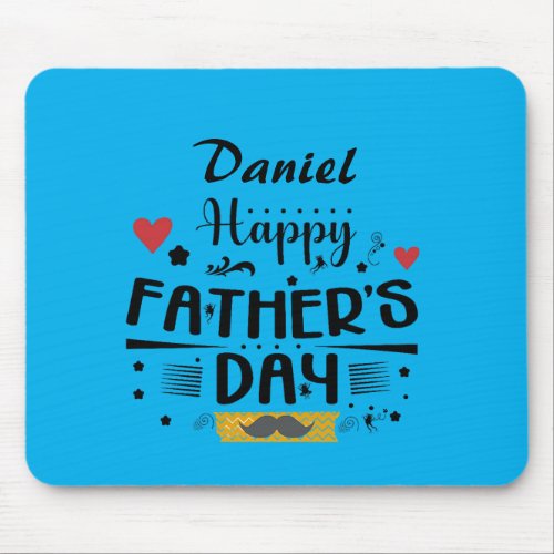 Happy Fathers Day Leaping Frogs Hearts Moustache  Mouse Pad