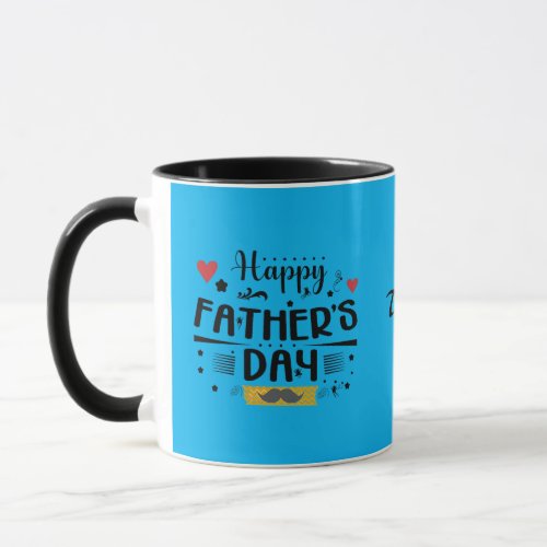 Happy Fathers Day Leaping Frogs Hearts Moustache  Mug