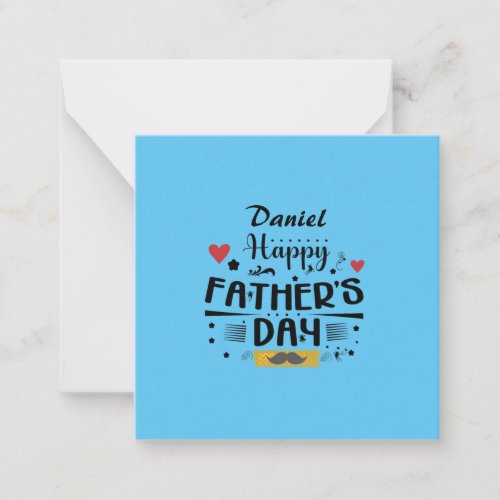 Happy Fathers Day Leaping Frogs Hearts Moustache  Note Card