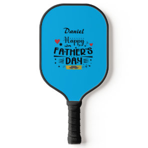 Happy Father's Day Leaping Frogs Hearts Moustache  Pickleball Paddle