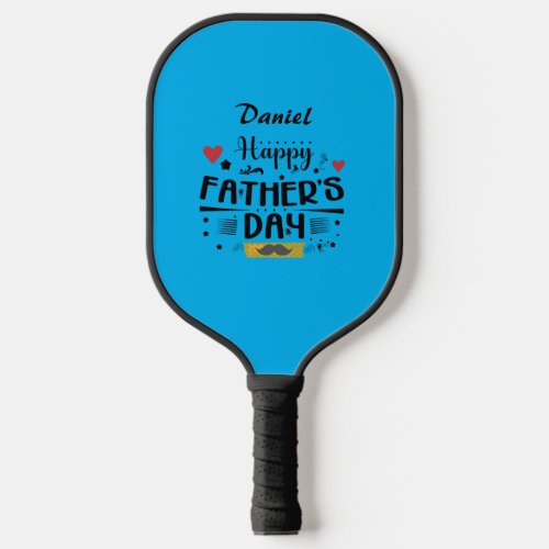 Happy Fathers Day Leaping Frogs Hearts Moustache  Pickleball Paddle