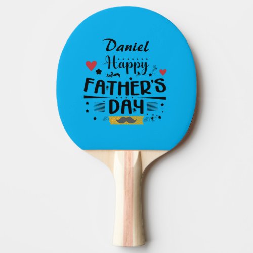 Happy Fathers Day Leaping Frogs Hearts Moustache  Ping Pong Paddle