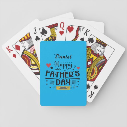 Happy Fathers Day Leaping Frogs Hearts Moustache  Playing Cards