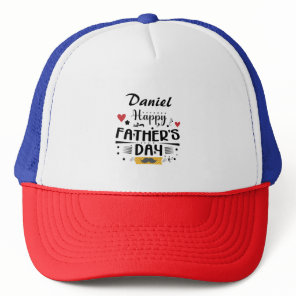 Happy Father's Day Leaping Frogs Hearts Moustache  Trucker Hat