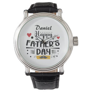 Happy Father's Day Leaping Frogs Hearts Moustache  Watch