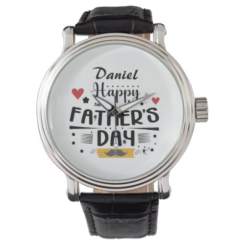 Happy Fathers Day Leaping Frogs Hearts Moustache  Watch