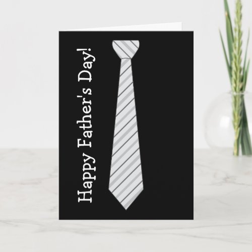 Happy Fathers Day Light Gray Stripes Fake Tie Card