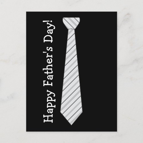 Happy Fathers Day Light Gray Stripes Fake Tie Postcard