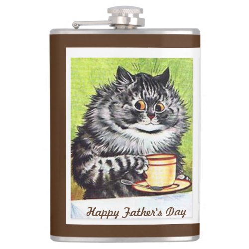 Happy Fathers Day Louis Wain   Flask