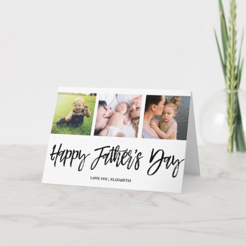 Happy Fathers Day Love Dad Modern Photo Collage Card