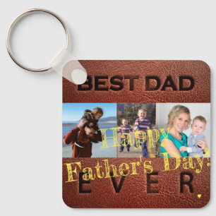 Happy Fathers Day love you dad 3 photos Keychain