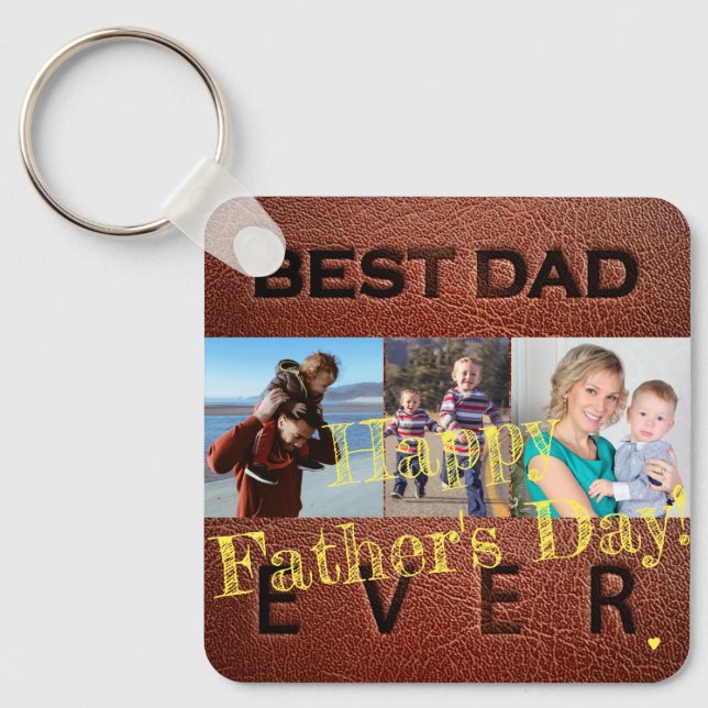 Happy Fathers Day love you dad 3 photos Keychain (Front)