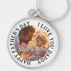 Happy Father's Day Love You Daddy Photo Keychain