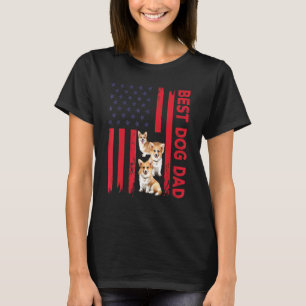 Happy Fathers Day Matching American Flag Corgi T-Shirt