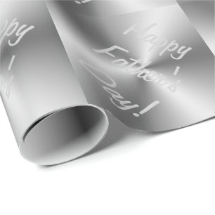 Happy Father's Day Metallic Silver Gift Wrapping Paper