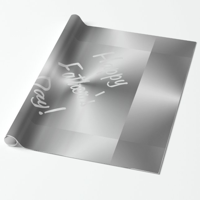 Happy Father's Day Metallic Silver Gift Wrapping Wrapping Paper (Unrolled)