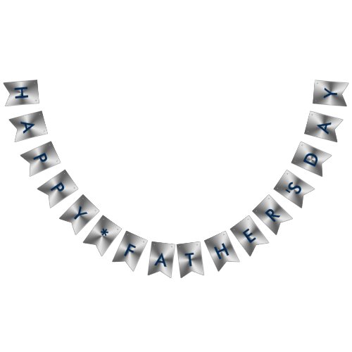 Happy Fathers Day Metallic Silver Navy Blue Bunting Flags