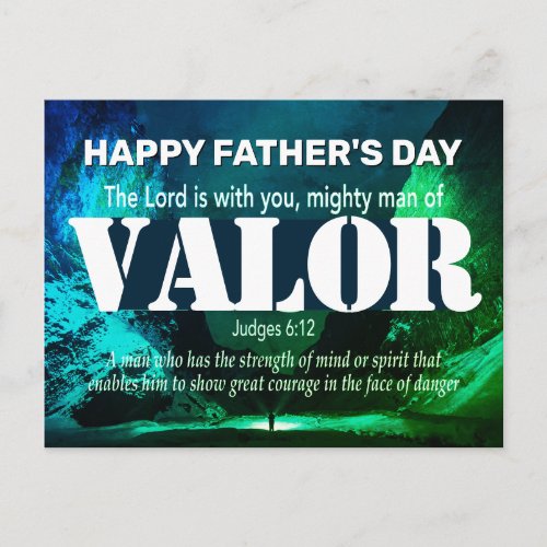 Happy Fathers Day MIGHTY MAN OF VALOR Judges 612 Postcard