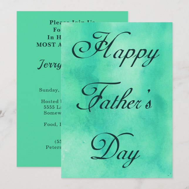 Happy Fathers Day Mint Green Summer Picnic Party Invitation (Front/Back)