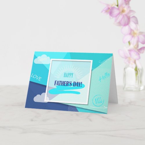 Happy Fathers Day Modern blue color Card