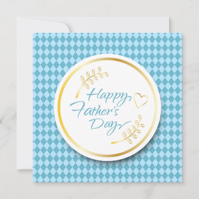 Happy Father's Day! Modern blue color Invitation (Front)