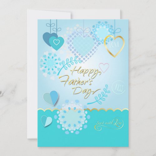 Happy Fathers Day Modern blue color Thank You Card
