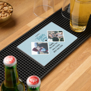 happy father's day Modern Blue Photo Collage Bar Mat