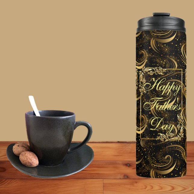 Happy Fathers Day Modern Calligraphy Leafy Swirls  Thermal Tumbler (Happy Fathers Day Modern Calligraphy Leafy Swirls Thermal Tumbler)