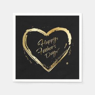 Happy Father's Day Modern Design Gold Heart Napkins