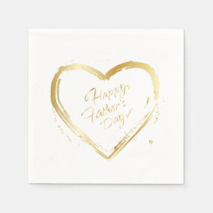 Happy Father's Day Modern Design Gold Heart Napkins