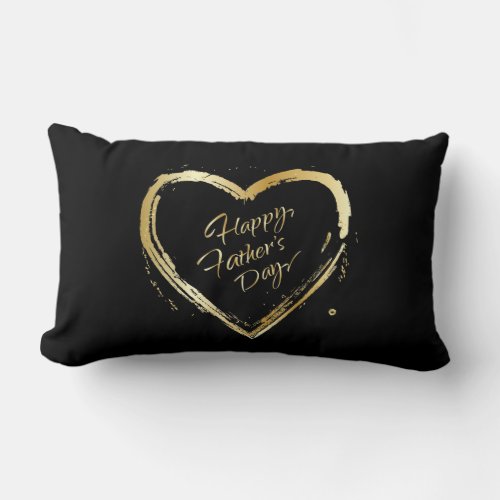 Happy Fathers Day Modern Design Gold Wishes text Lumbar Pillow