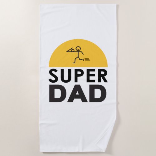 Happy Fathers Day Modern Design  Super Dad Beach Towel
