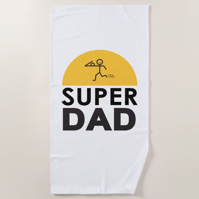 Happy Father's Day Modern Design  "Super Dad" Beach Towel (Front)