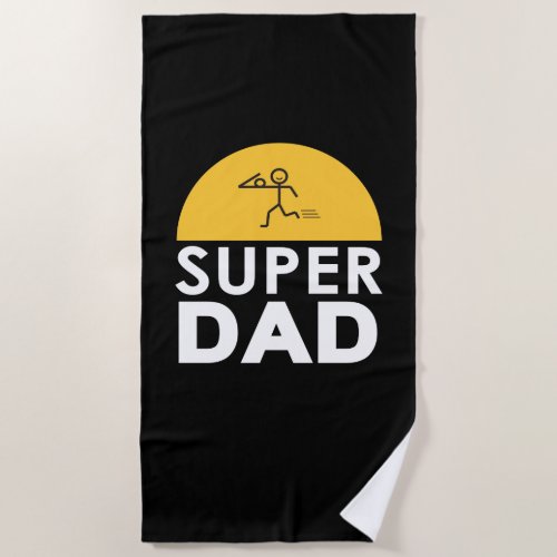 Happy Fathers Day Modern Design  Super Dad Beach Towel