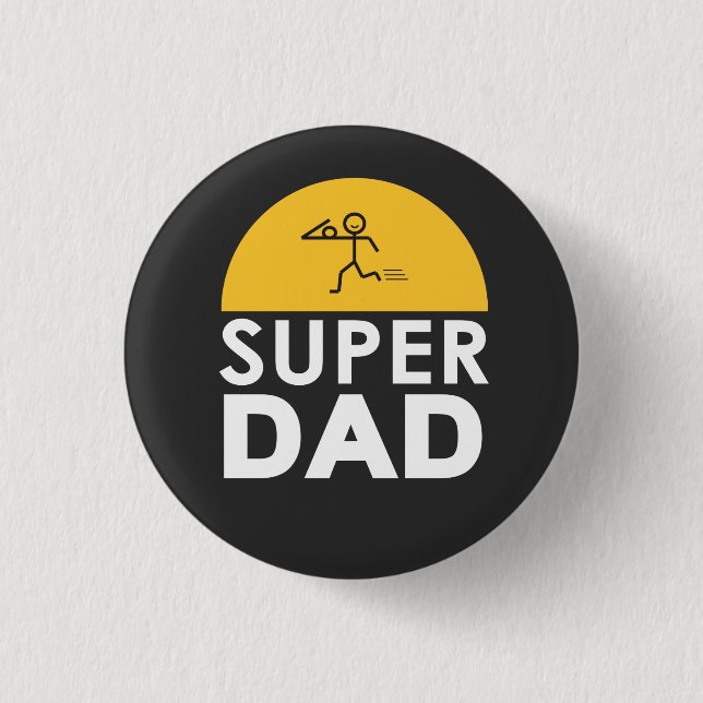 Happy Father's Day Modern Design "SUPER DAD" Button (Front)
