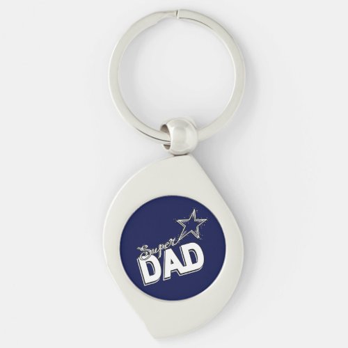 Happy Fathers Day Modern Design SUPER DAD star Keychain