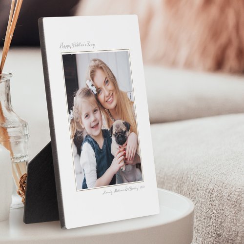Happy Fathers Day Modern Minimal Photo Memory Plaque
