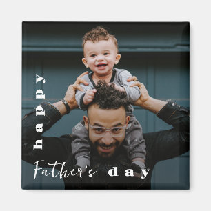 Happy Father's Day Modern Personalized Photo Magnet