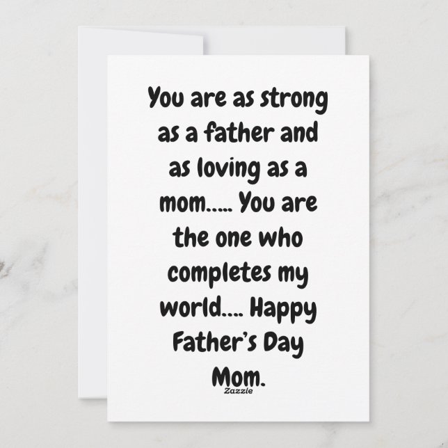 Happy Fathers Day Mom Card (Back)