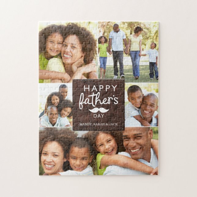 Happy Father's Day Moustache Photo Collage Jigsaw Puzzle (Vertical)