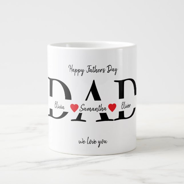 Happy Father's Day Mug with Kids' Names (Front)