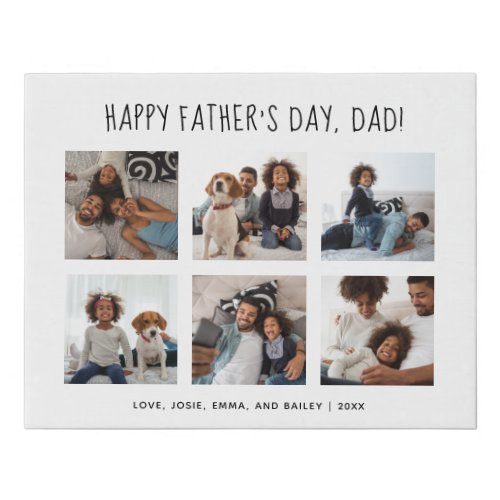 Happy Fathers Day  Multi Photo Grid for Dad Faux Canvas Print