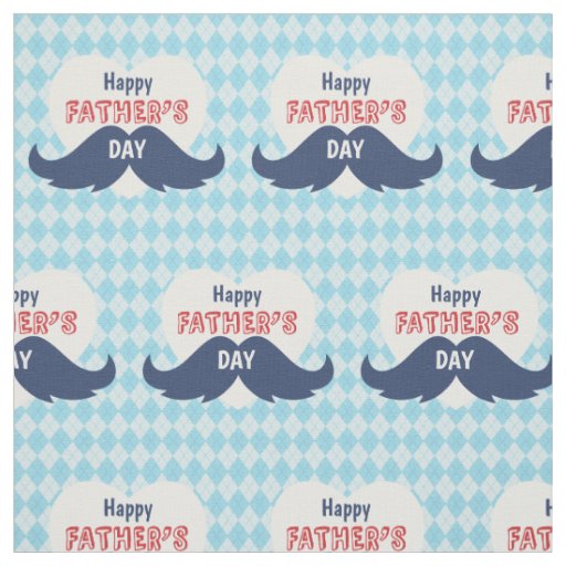 Happy Father's Day Mustache and Heart Fabric