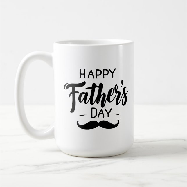 Happy Father's Day - Mustache Celebration Art Coffee Mug (Left)