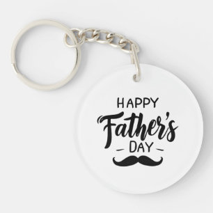 Happy Father's Day - Mustache Celebration Art Keychain