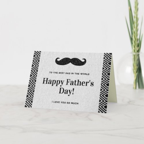 Happy Fathers Day Mustache Glitter Card